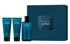 Davidoff Men's Cool Water 125ml EDT + 75ml Gel Doccia + 75ml Balsamo Dopobarba per Uomo Set Regalo
