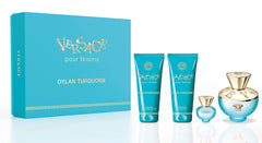 Versace Dylan Turquoise 100ml EDT Spray + 100ml Körperlotion + 100ml Duschgel + Mini für Damen Geschenkset