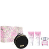 Set de regalo Versace Bright Crystal de 90ml EDT + 100ml Loción Corporal + 100ml Gel de Ducha + Bolso para Mujer
