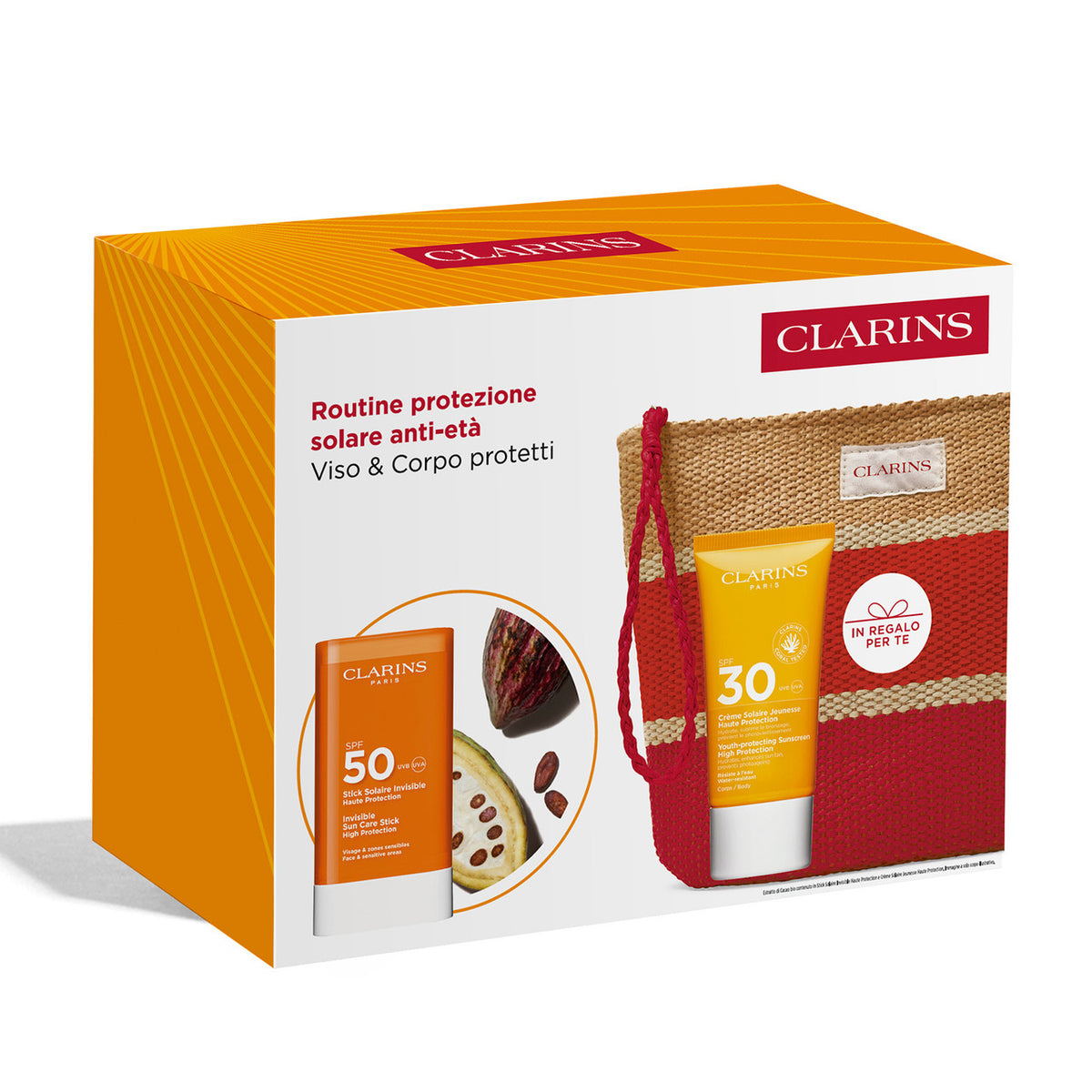 Clarins Unsichtbarer Sonnenschutz-Stick SPF50 17g + Jugend Sonnencreme SPF30 75ml