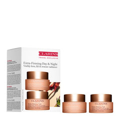 Crema de día y de noche extra reafirmante Clarins, set exclusivo de viaje para piel seca