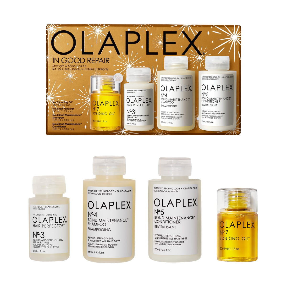 Olaplex In Good Repair Haarset: N4 Shampoo, N5 Conditioner, N3 Perfector & N7 Öl