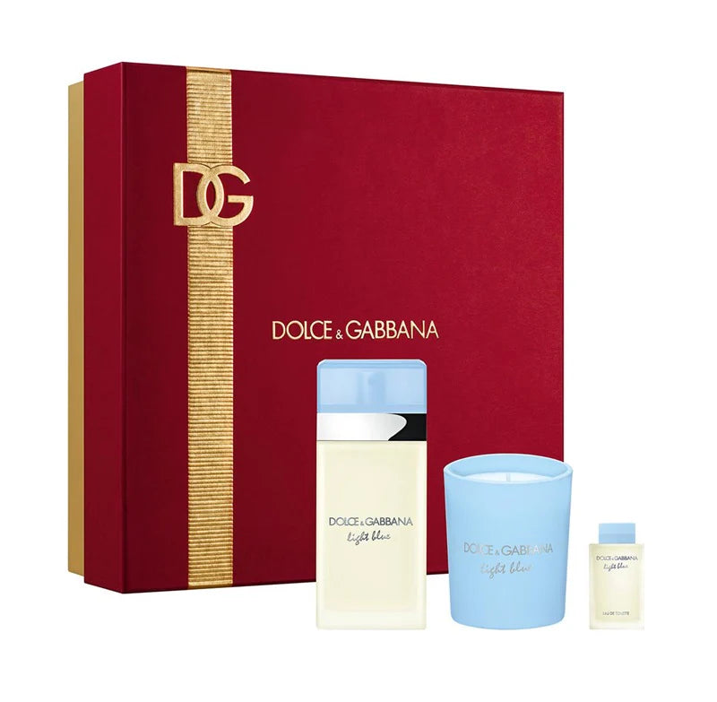 Dolce &amp; Gabbana Light Blue 50 ml EDT + Vela + Mini EDT 4,5 ml para mujer Set de regalo