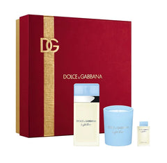 Dolce &amp; Gabbana Light Blue 50 ml EDT + Vela + Mini EDT 4,5 ml para mujer Set de regalo
