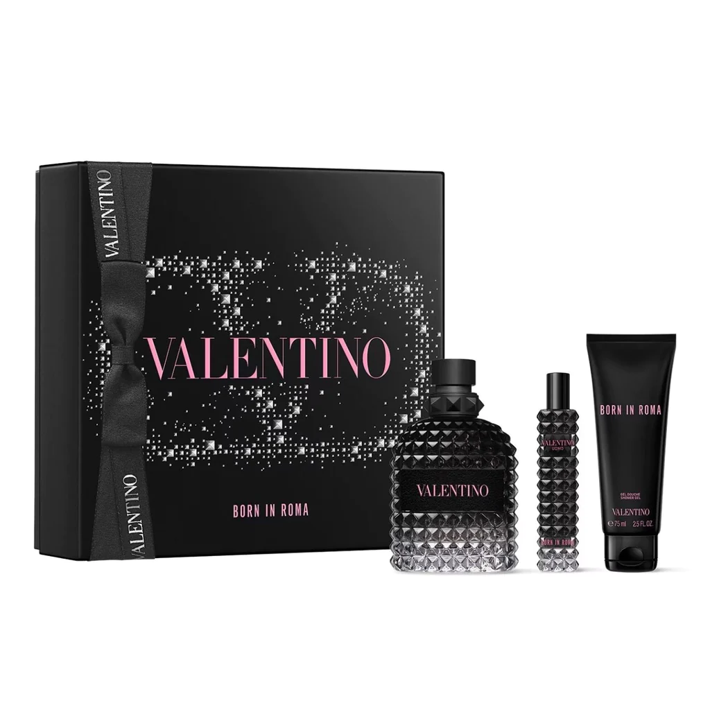 Valentino Born In Roma Uomo 100ml EDT + 15ml EDT Mini + 75ml Gel Doccia Set Regalo per Uomo