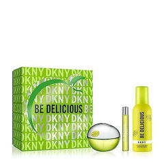 DKNY Be Delicious 100ml EDP Spray für Damen Geschenkset + 150ml Duschmousse + Mini  