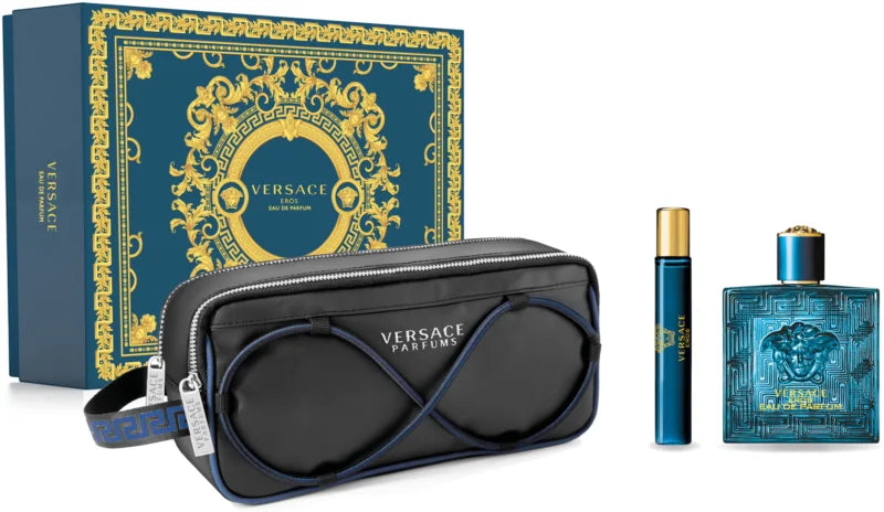Versace Eros per Uomo 100ml EDT + 10ml Mini + Beauty Case Set Regalo Uomo