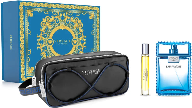Versace Man Eau Fraîche 100ml EDT Geschenkset + 10ml Mini + Kulturtasche