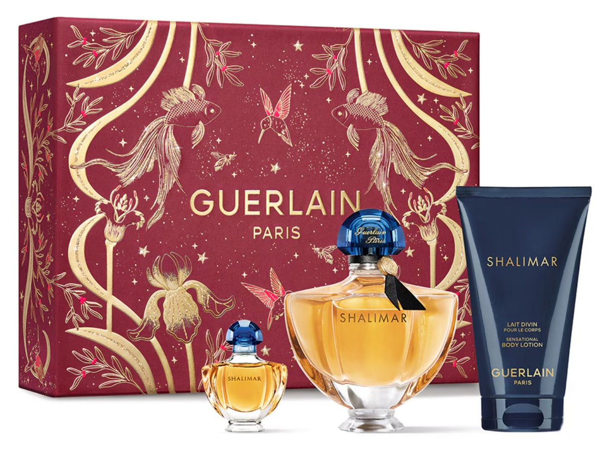 Guerlain Shalimar Coffret Cadeau Femme – Eau de Parfum 50ml + Lait Corps 75ml + Eau de Parfum Miniature 5ml