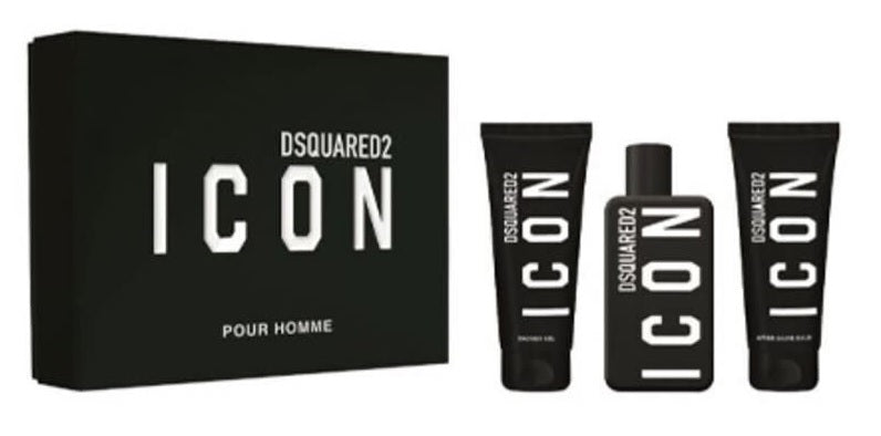 Set Dsquared2 Icon Pour Homme 100 ml EDP + 100 ml Gel de ducha + 100 ml Bálsamo para después del afeitado para hombre