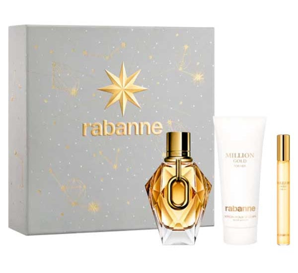 Set para Mujeres Paco Rabanne Million Gold 90ml Edp + 100ml Loción Corporal + 10ml Edp  