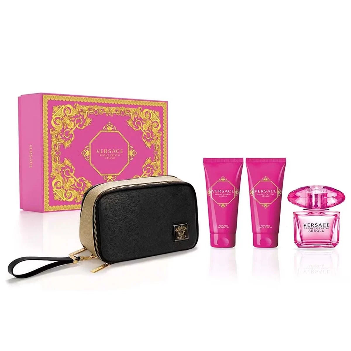 Set Regalo Versace Bright Crystal Absolu 90ml EDP + 100ml Lozione Corpo + 100ml Gel Doccia + Pochette