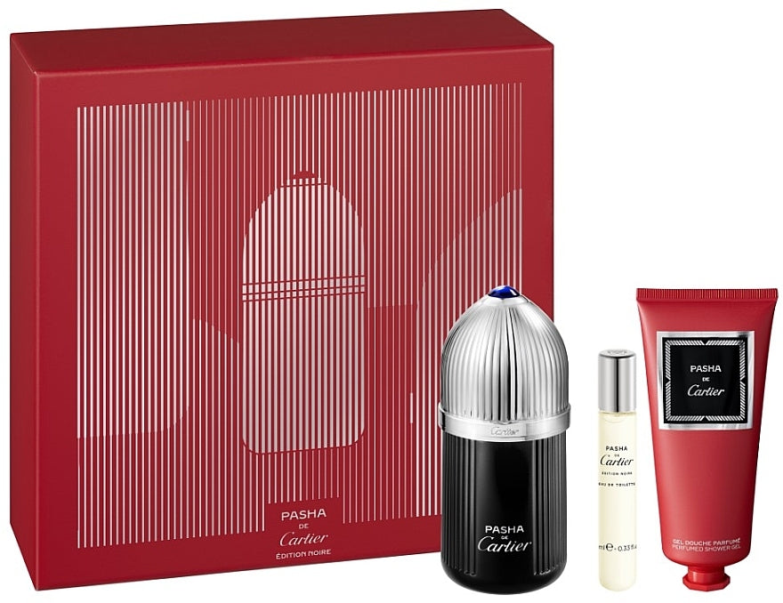 Set Regalo Cartier Pasha Edition Noire 100ml EDT + Mini 10ml EDT + 100ml Gel Doccia per Uomo