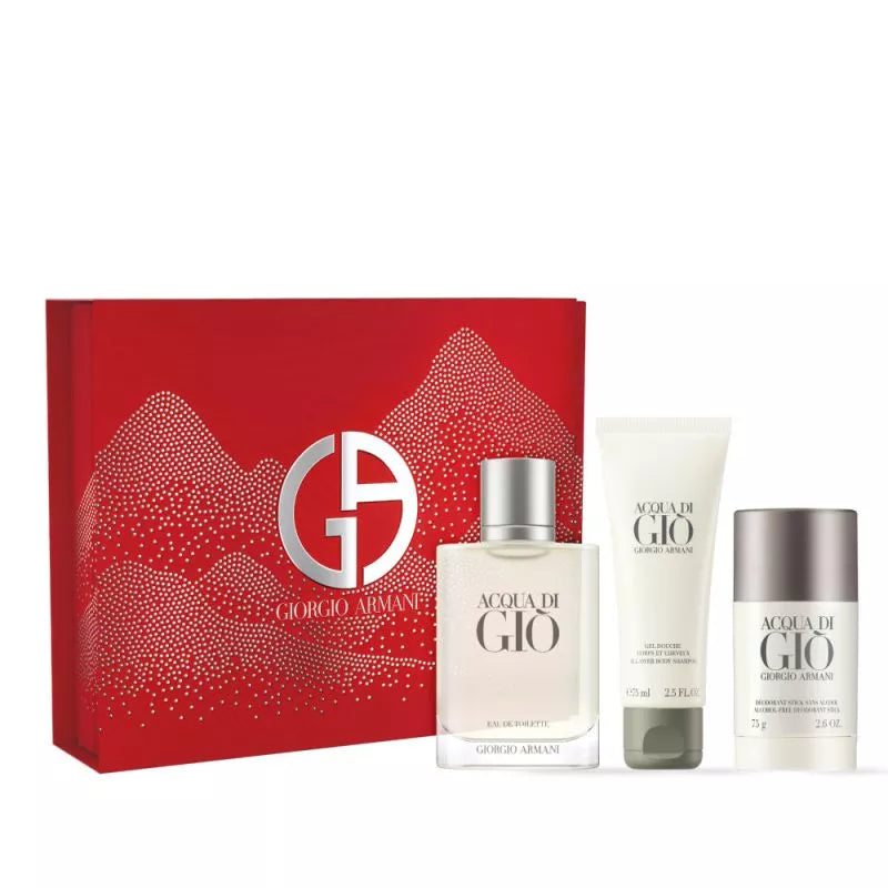 Giorgio Armani Acqua Di Gio 100ml EDT + 75ml Gel de Ducha + 75ml Desodorante para Hombre Set de regalo