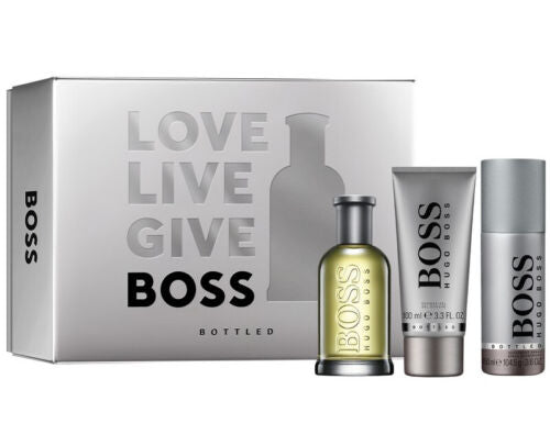 Estuche de regalo Hugo Boss Bottled: EDT 100 ml, gel de ducha 100 ml y desodorante en spray 150 ml.