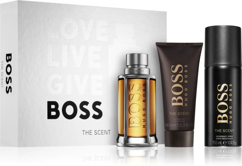 Coffret Cadeau Hugo Boss The Scent pour Homme Eau de Toilette 100ml + Gel Douche 100ml + Déodorant Vaporisateur 150ml