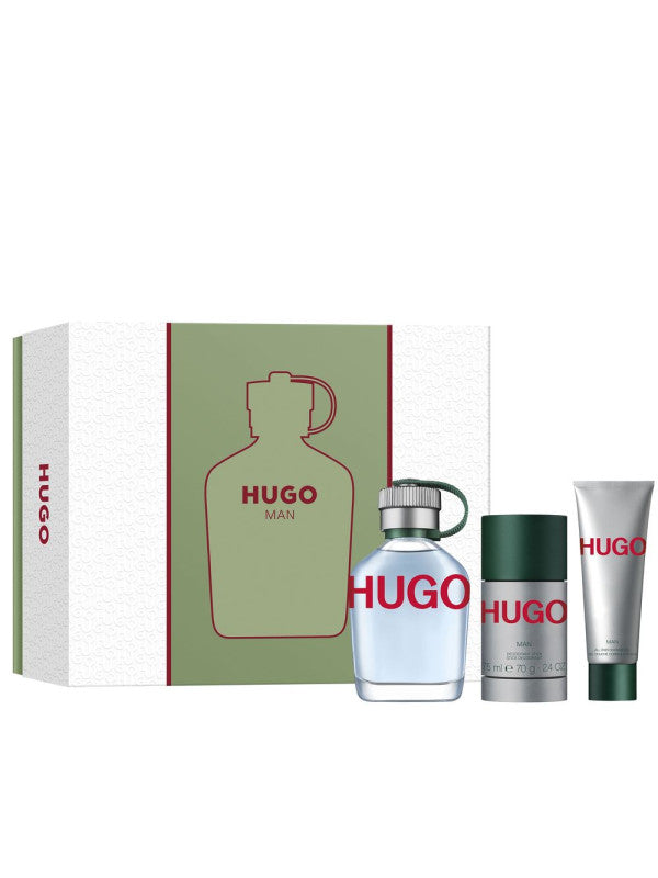 Set regalo Hugo Boss Green Man 125ml EDT + 75ml deodorante stick + 50ml gel doccia per uomo