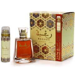 Lattafa Raghba 100ml EDP + 50ml Déodorant Vaporisateur Coffret Cadeau Unisexe