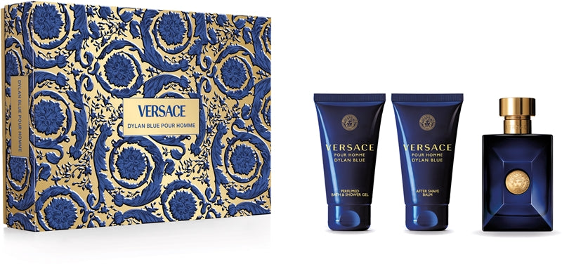 Versace Dylan Blue Pour Homme Cofre para hombre: Eau de Toilette 50ml + Bálsamo para después del afeitado 50ml + Gel de ducha 50ml